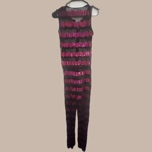 Black and pink sequin jumpsuit